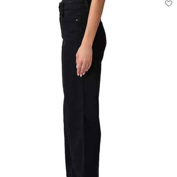 PAIGE "Anessa" High-Rise Crop Wide-Leg Jeans in Black Shadow: Sz. 29 - Picture 4 of 9